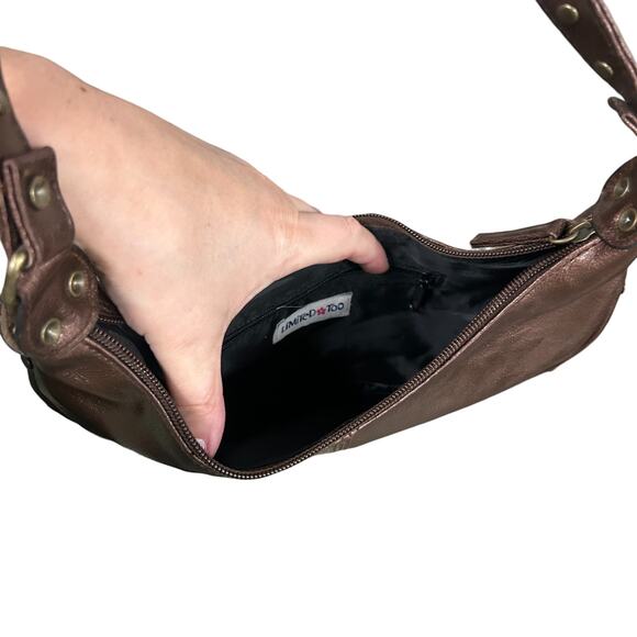 Limited Too Metallic Brown Faux-Leather Studded Shoulder Bag Y2K Indie Sleaze - Picture 4 of 7